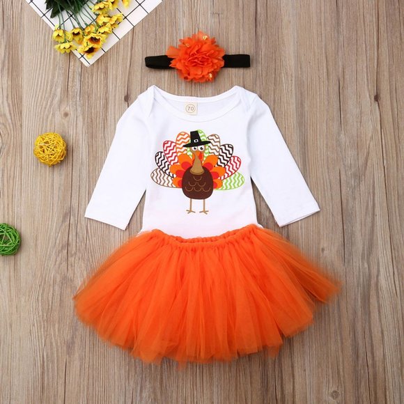 Thanksgiving Turkey Baby Girls Tutu Outfit Set - Picture 1 of 5